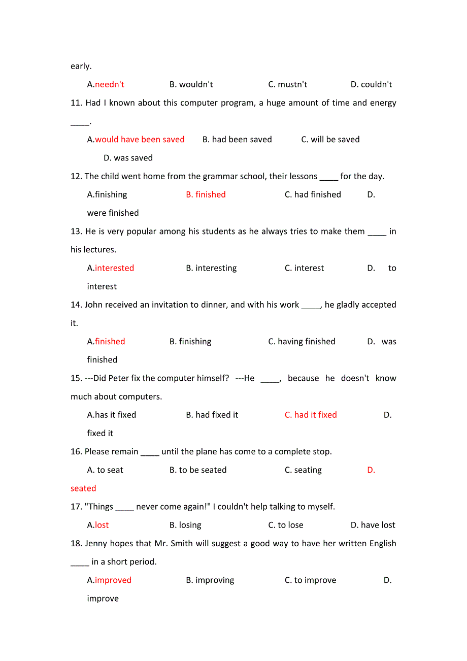 2012届高三英语单项选择精选专练（9）.doc_第2页