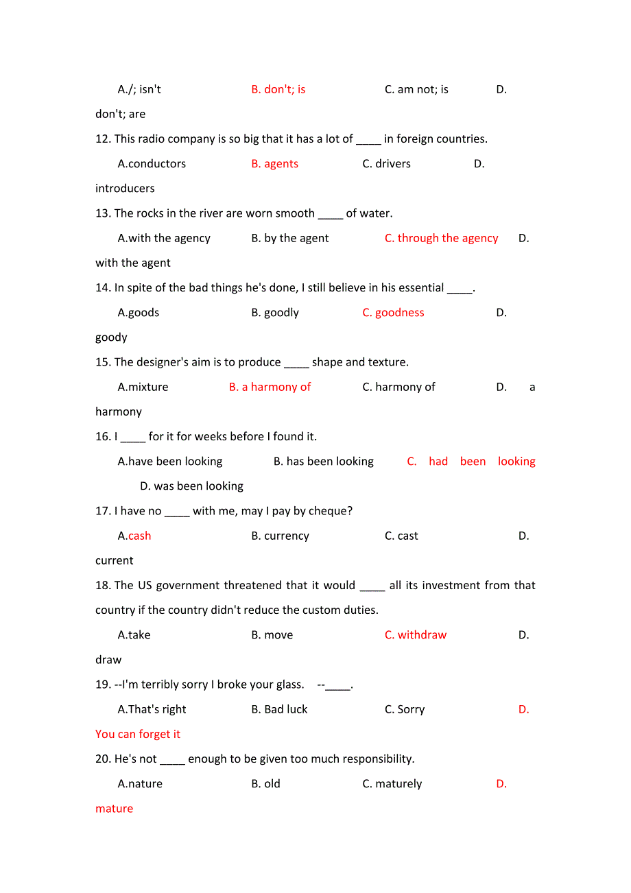 2012届高三英语单项选择精选专练（46）.doc_第2页