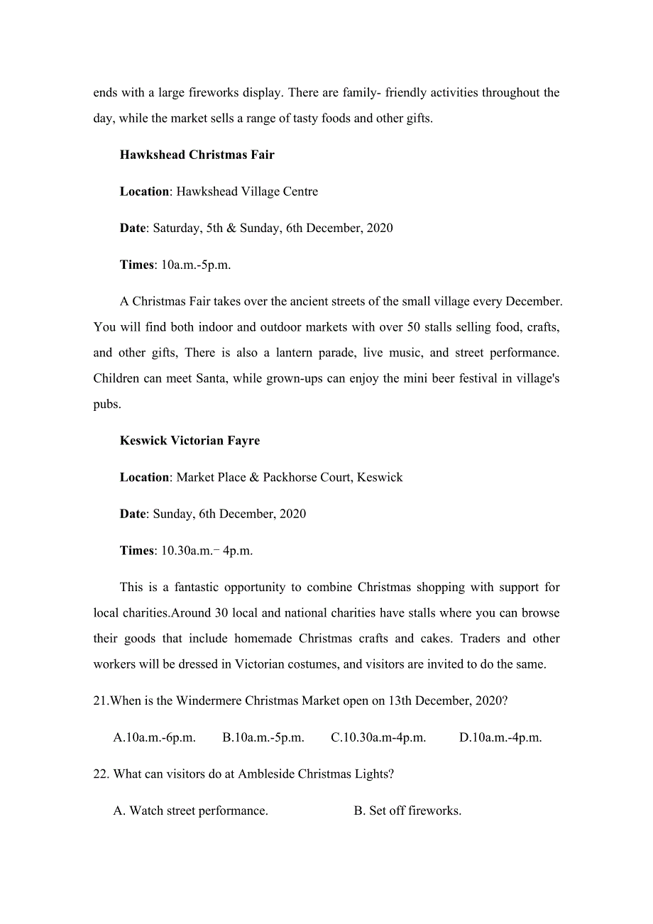 内蒙古赤峰二中2020-2021学年高一上学期第二次月考英语试题 WORD版含答案.docx_第3页