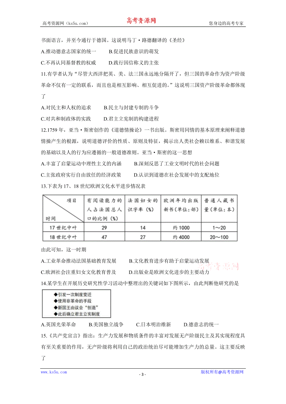 《发布》河南省信阳市2021年春期高一期末重点高中六校联合调研 历史 WORD版含答案BYCHUN.doc_第3页