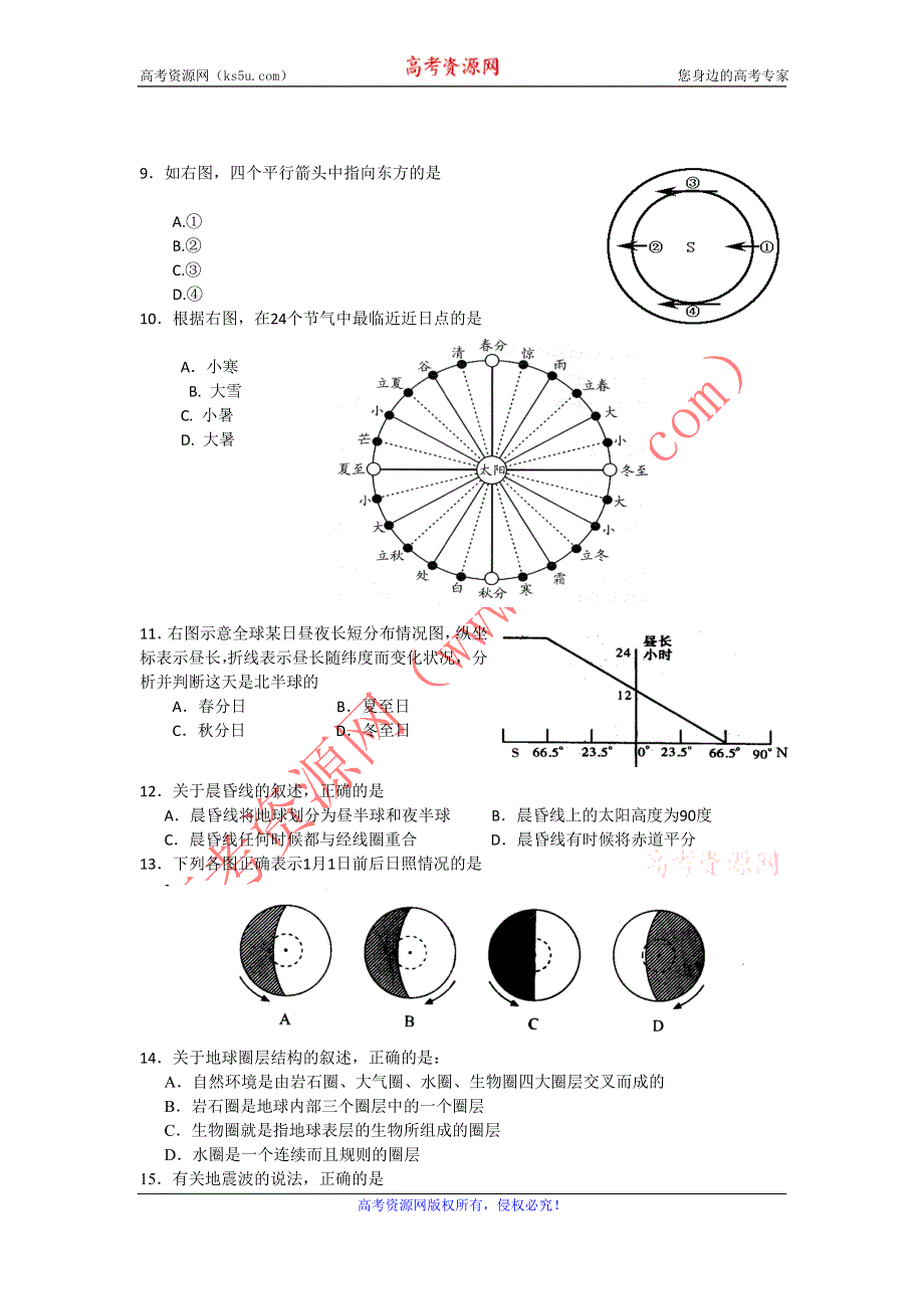 广东省佛山一中11-12学年高一上学期期中考试（地理）.doc_第2页