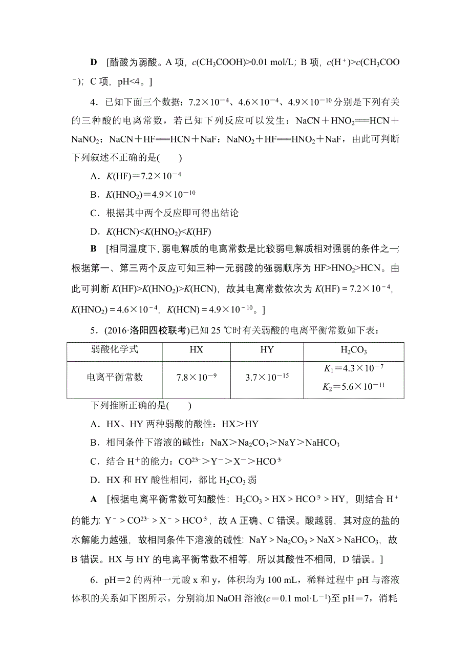 2018高三化学苏教版一轮复习（练习）17-18版 专题8 第1单元 课时分层训练23 弱电解质的电离平衡 WORD版含答案.doc_第2页