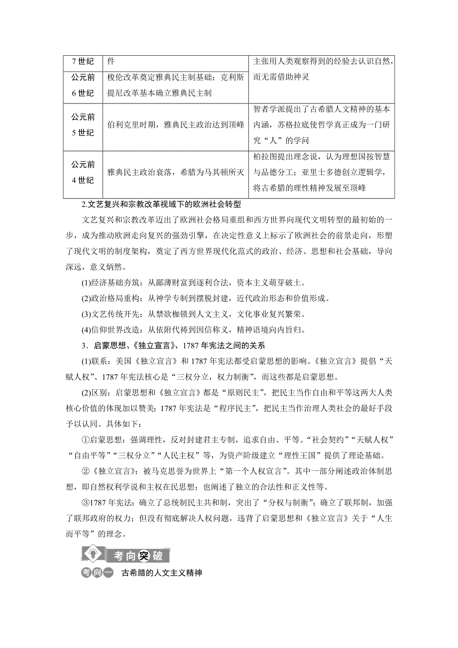 2020新课标高考历史二轮专题版讲义：专题十　一脉相承的人文精神与近现代世界科技文艺 WORD版含解析.doc_第3页