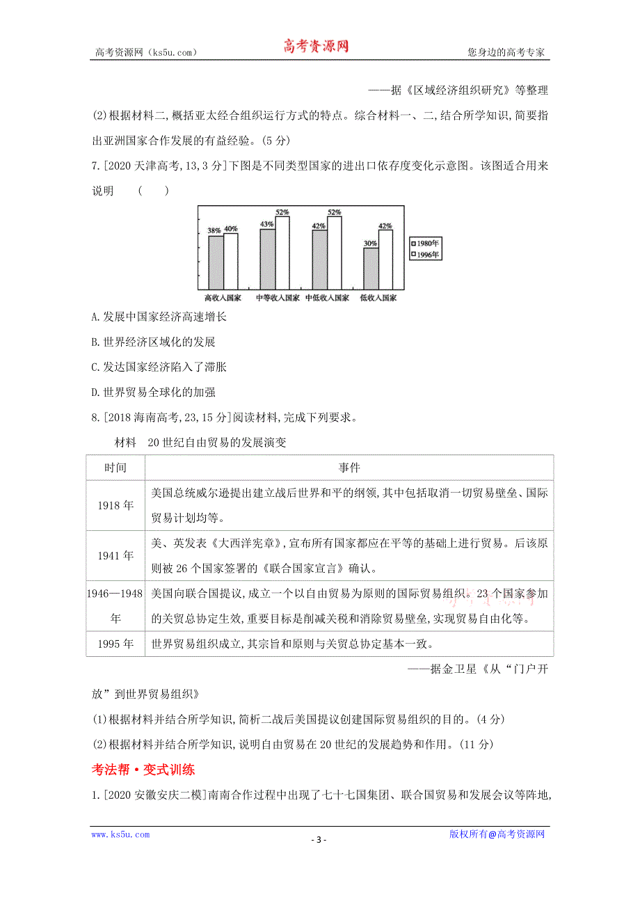 2022届新高考通用版历史一轮复习训练：第二十一单元 第二次世界大战后世界经济的全球化趋势 1 WORD版含解析.doc_第3页