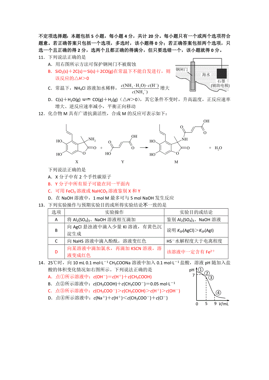 《首发》江苏省南通市2015届高三第二次调研测试 化学 WORD版含答案.doc_第3页