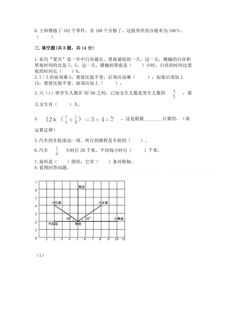 人教版六年级上册数学期末测试卷及答案（夺冠）.docx_第2页