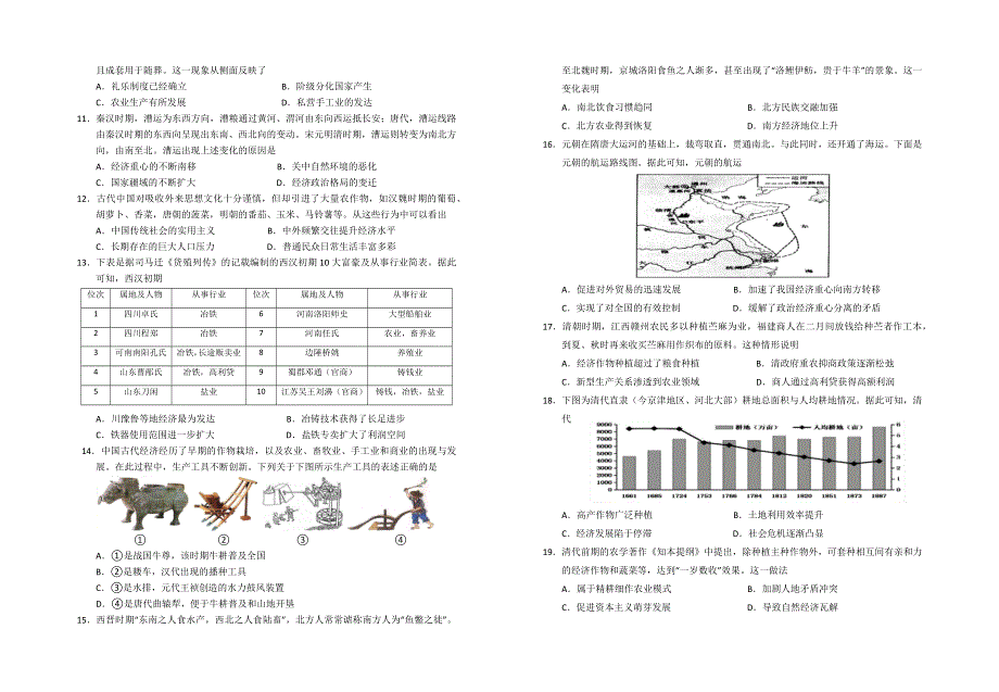 宁夏银川市一中2021-2022学年高二上学期期末考试历史试题 WORD版含答案.docx_第2页