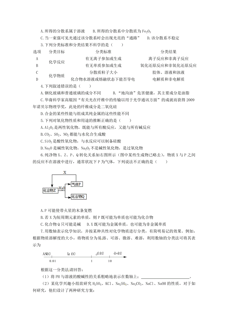 山东省新泰市汶城中学高中化学专题一《物质的组成、性质和分类》学案.doc_第3页