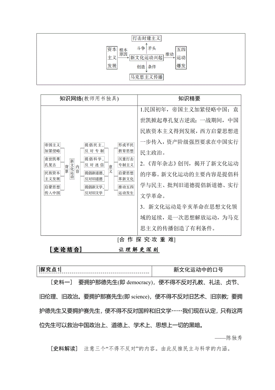 2018秋岳麓版高中历史必修三同步讲义：第5单元 第21课 新文化运动 WORD版含答案.doc_第3页