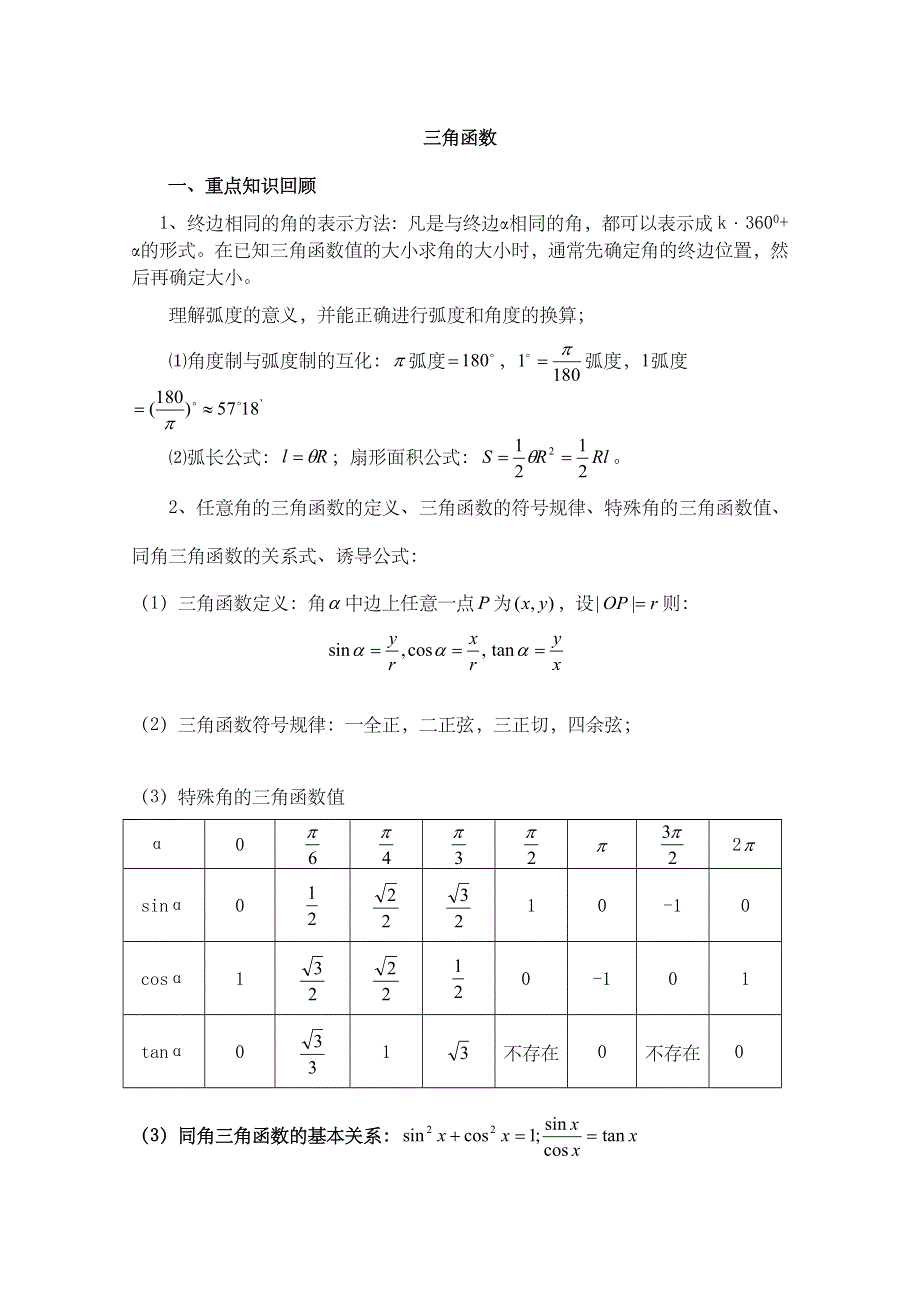 2013年高考数学最后回归基础知识：三角函数.doc_第1页