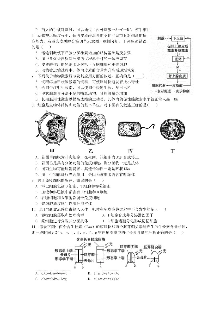 广东省佛山市第一中学2014-2015学年高一第二次段考生物试题 WORD版含答案.doc_第2页