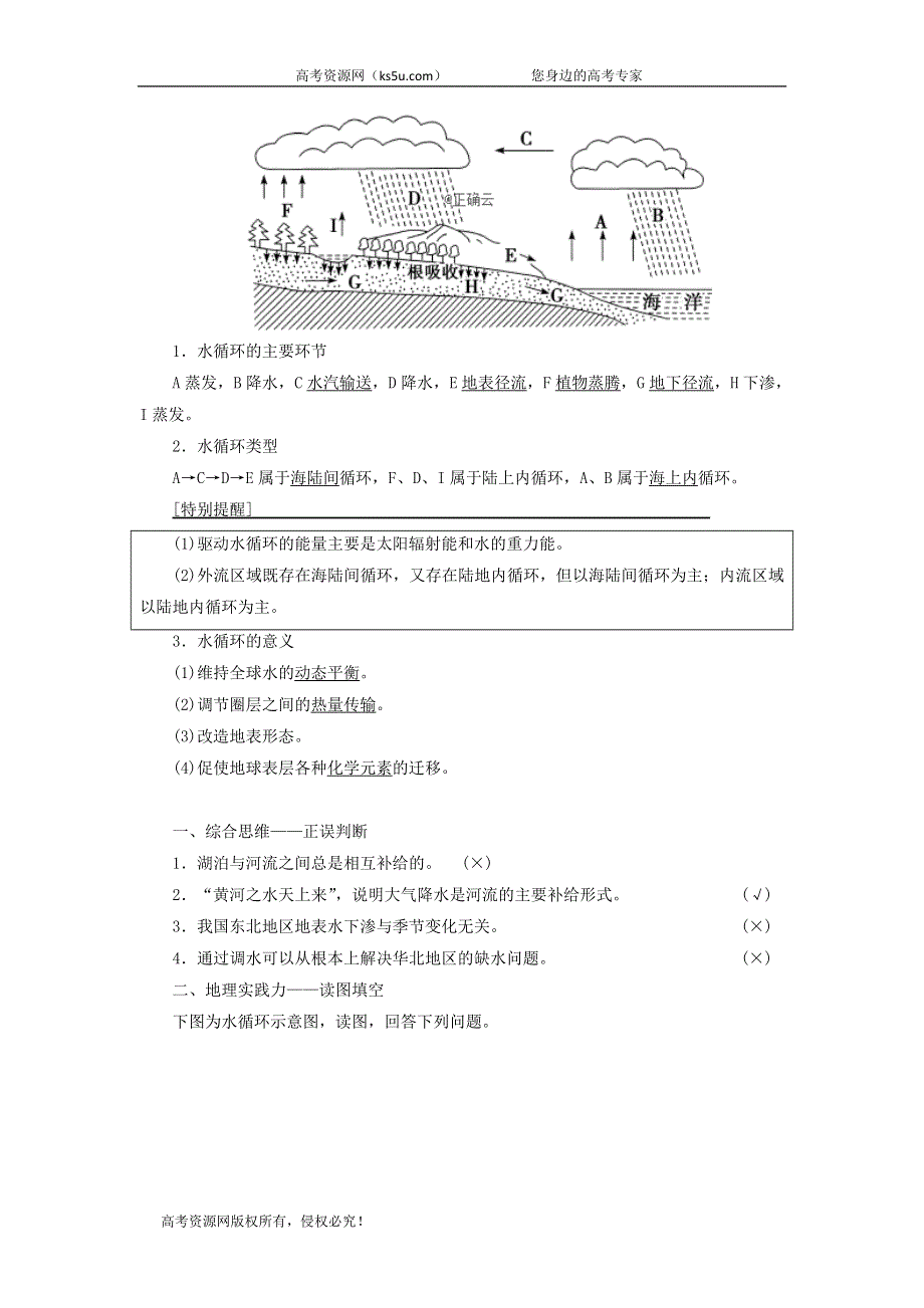 2021届高考地理鲁教版一轮复习教案：第2单元从地球圈层看地理环境第5讲水圈与水循环 .doc_第2页