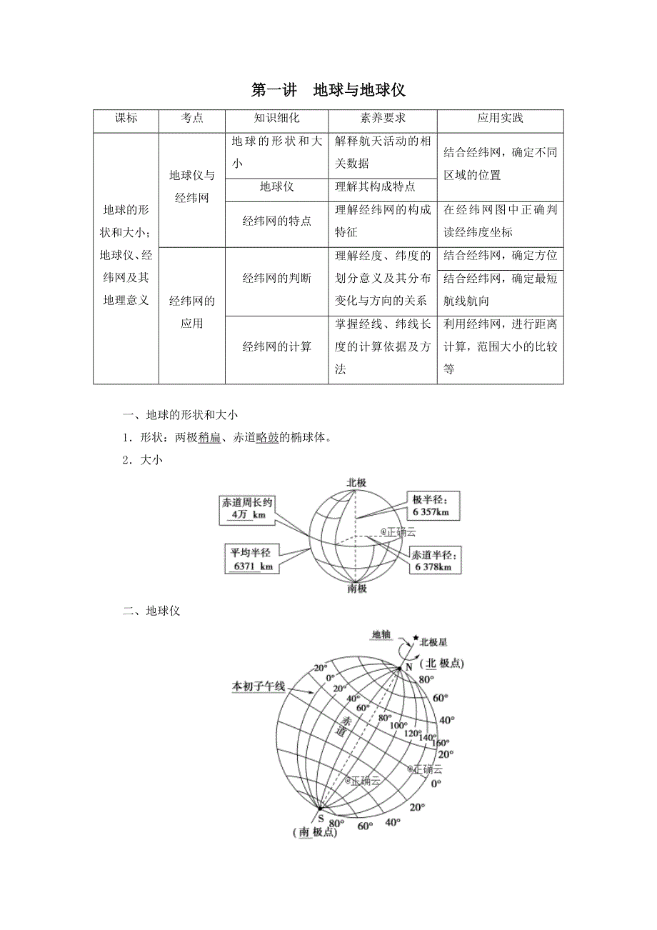 2021届高考地理鲁教版一轮复习教案：第1单元从宇宙看地球（含地球和地图）第1讲地球与地球仪 .doc_第1页