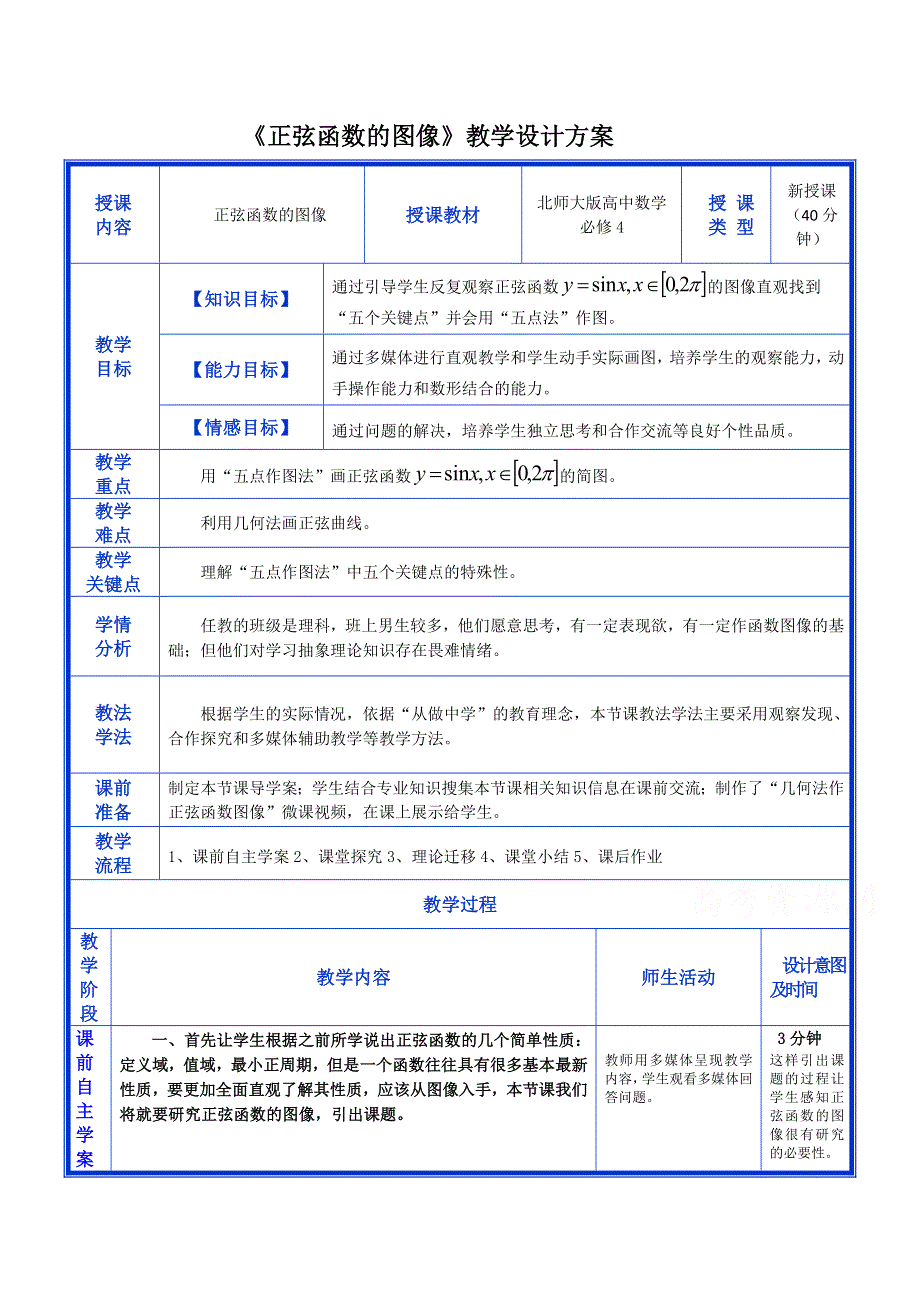 2020-2021学年数学北师大版必修4教学教案：1-5-2 正弦函数的图像 WORD版含答案.doc_第1页