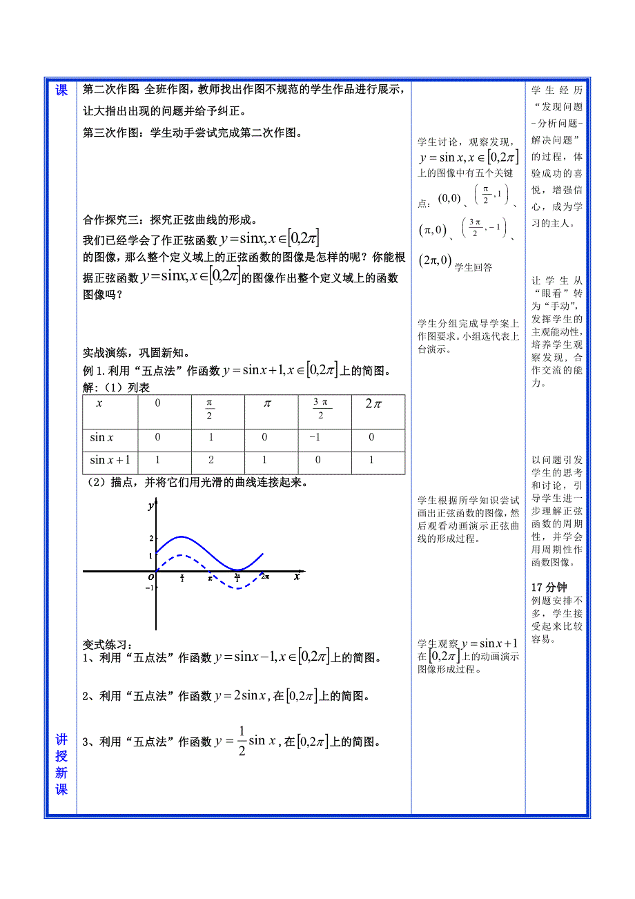 2020-2021学年数学北师大版必修4教学教案：1-5-2 正弦函数的图像 WORD版含答案.doc_第3页