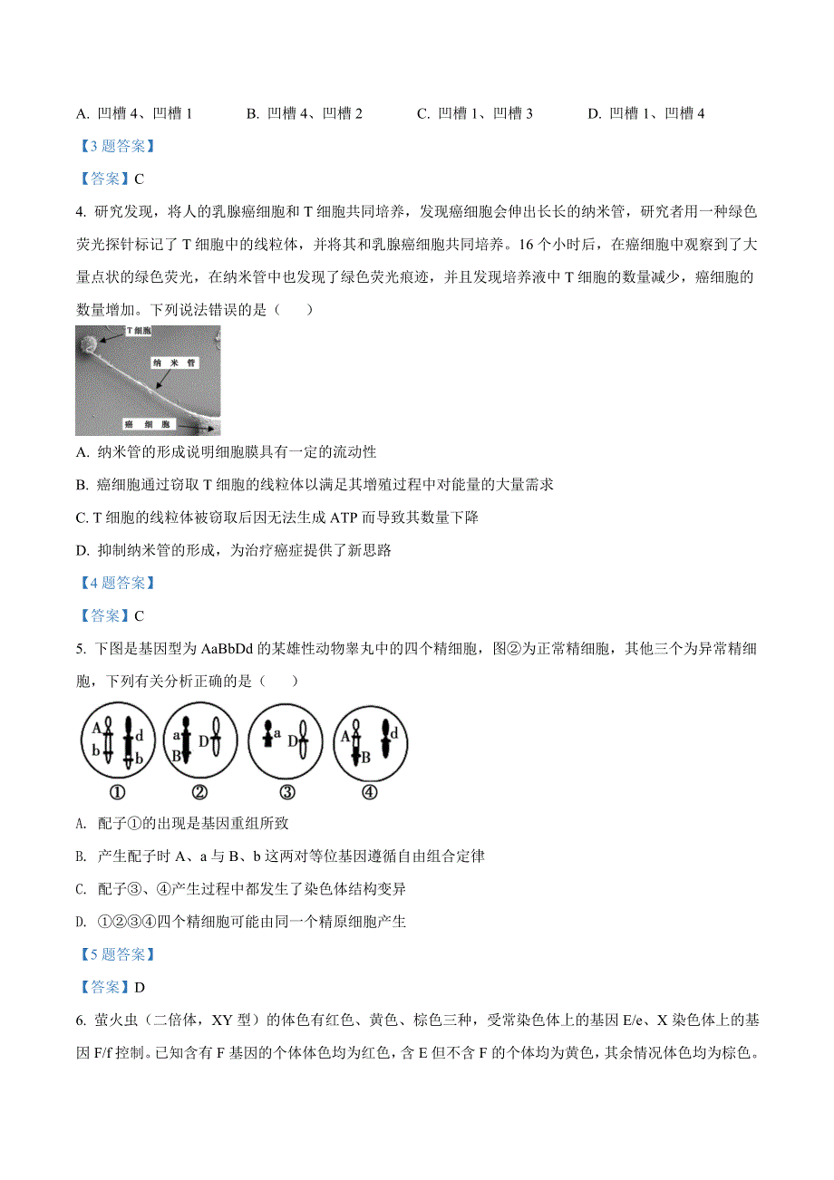 2022届湖南省长沙市雅礼中学高三下学期一模考试 生物试题 WORD版含答案.doc_第2页