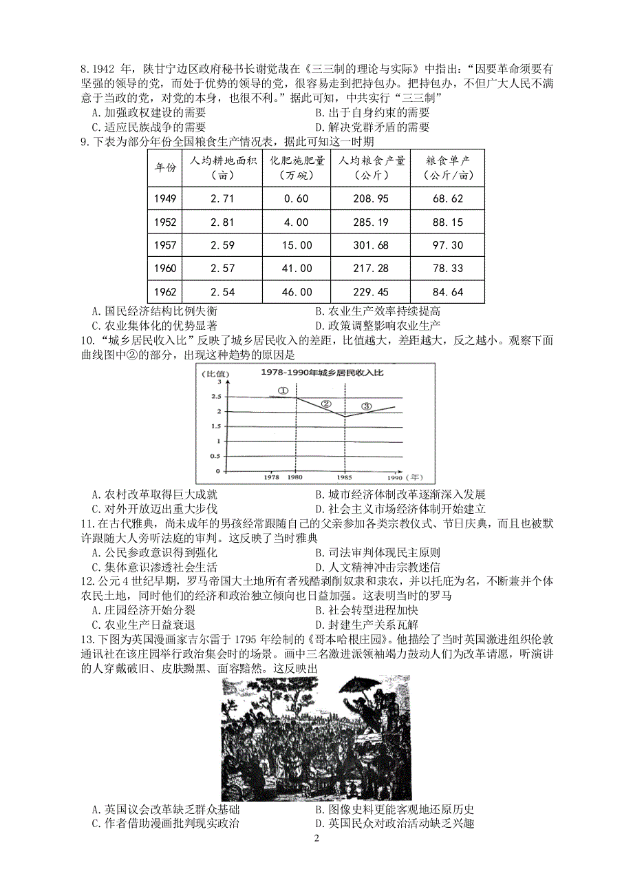 2022届福建省厦门双十中学高三考前热身考试历史试题含答案.pdf_第2页