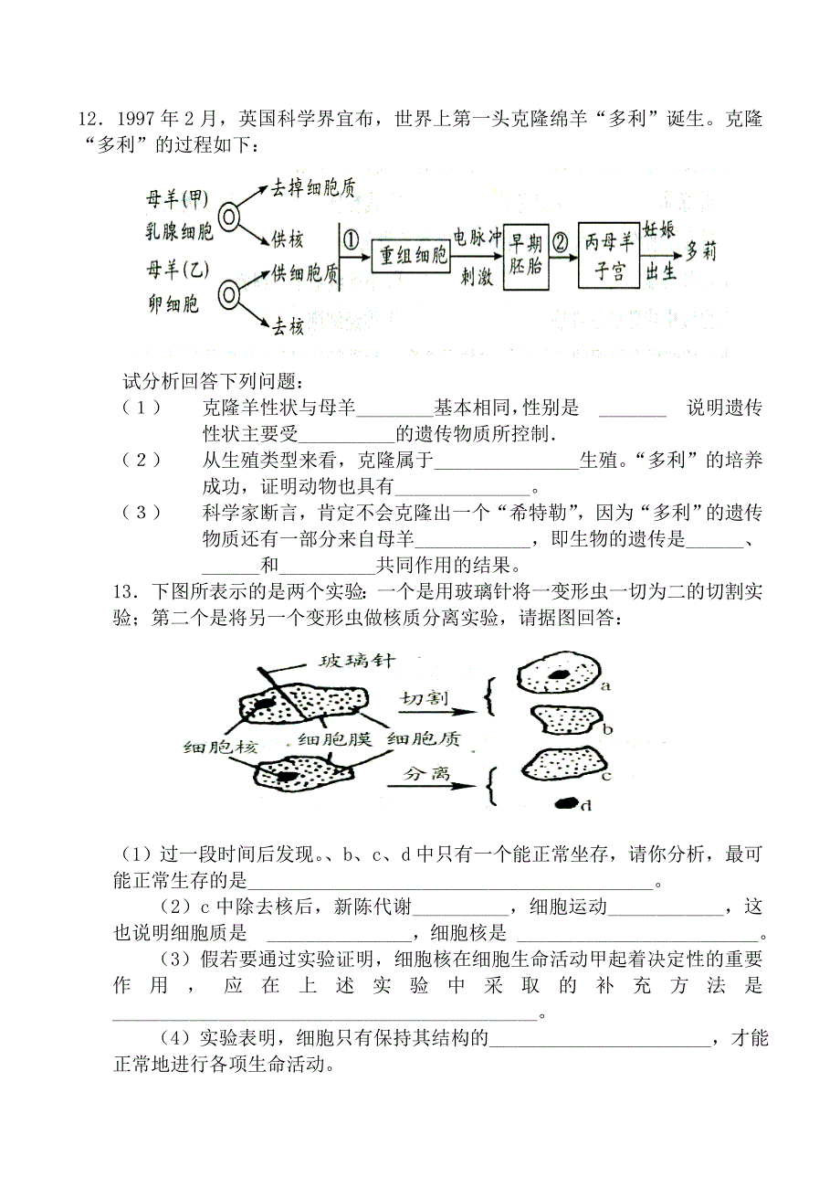 《河东教育》2014年山西省运城市康杰中学高一生物人教版必修1同步练习：3.3《细胞核—系统的控制中心》(一).doc_第3页