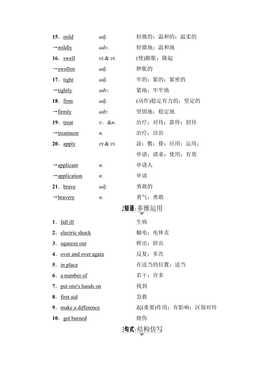 2018高三英语（浙江专版）一轮复习（教师用书）第1部分 必修5 UNIT 5　FIRST AID WORD版含答案.doc_第2页