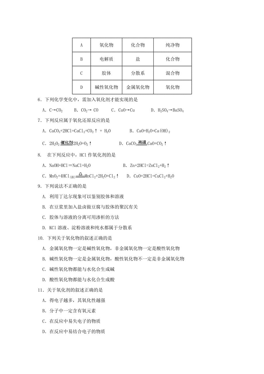 广东省佛山市第一中学2020-2021学年高一化学上学期第一次段考试题.doc_第2页