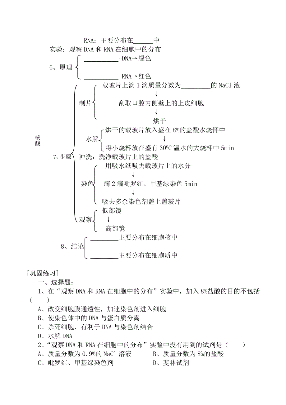 《河东教育》2014年山西省运城市康杰中学高一生物人教版必修1：学案 2.3《遗传信息的携带者--核酸》.doc_第2页