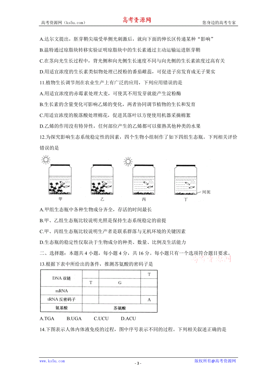 《发布》湖南省三湘名校联盟2020-2021学年高二上学期12月联考试题 生物 WORD版含答案BYCHUN.doc_第3页