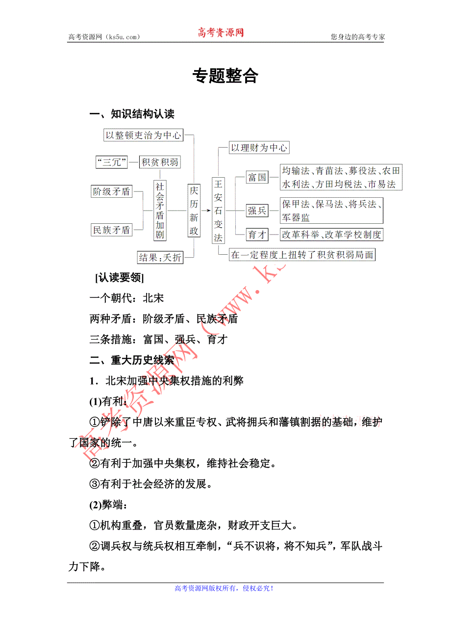 2016-2017年《金版学案》历史·选修1（人民版）练习：专题整合4 WORD版含解析.doc_第1页