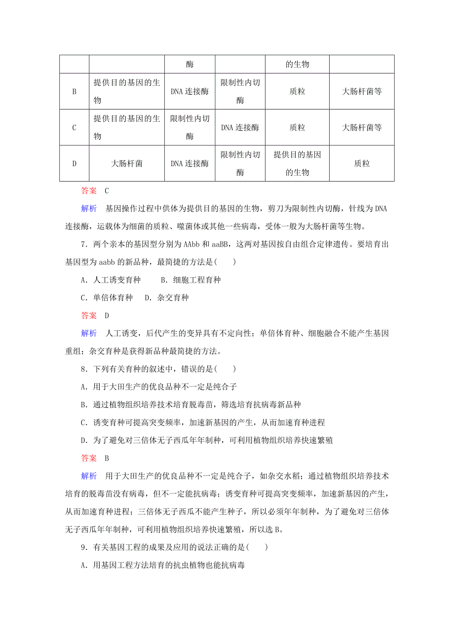 2013年高考生物一轮复习精练精析：4.4 从杂交育种到基因工程(人教版必修2）.doc_第3页