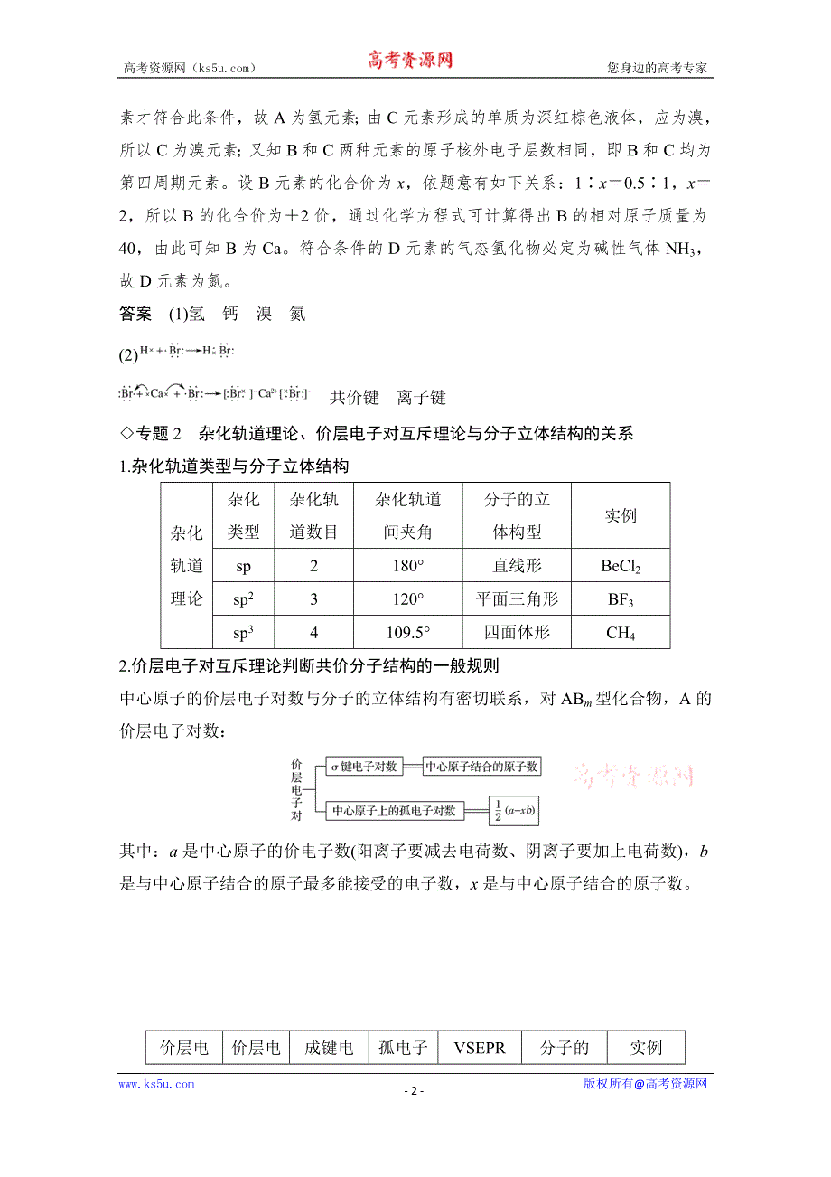 2020新突破化学选修三人教版（新课标地区）专用讲义+精练：第2章章末核心素养整合 WORD版含解析.doc_第2页