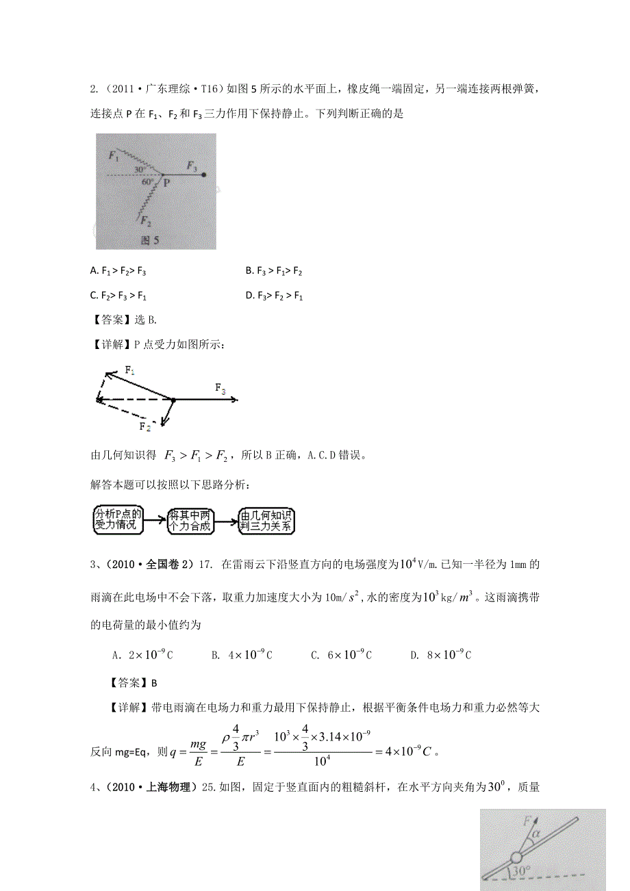 山东省新人教版物理2012届高三复习课堂练习：2 力的合成与分解（必修1）.doc_第3页