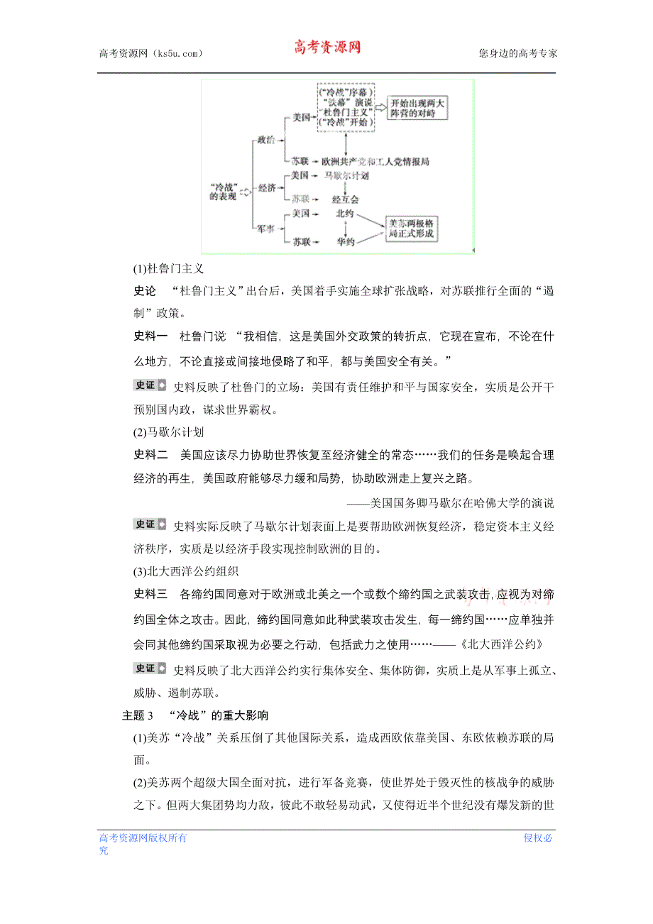 广东省佛山市中大附中三水实验中学高三历史各单元知识点整合 第13讲 两极对峙格局的形成.doc_第3页