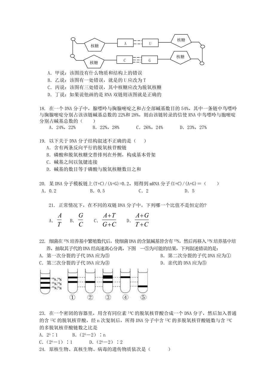 山东省新人教版生物2012届高三单元测试9：《必修二 基因的本质》.doc_第3页