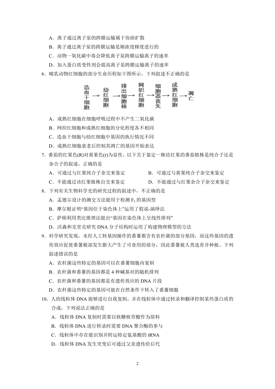 广东省佛山市南海区2021届高三上学期摸底测试生物试题 WORD版含答案.doc_第2页