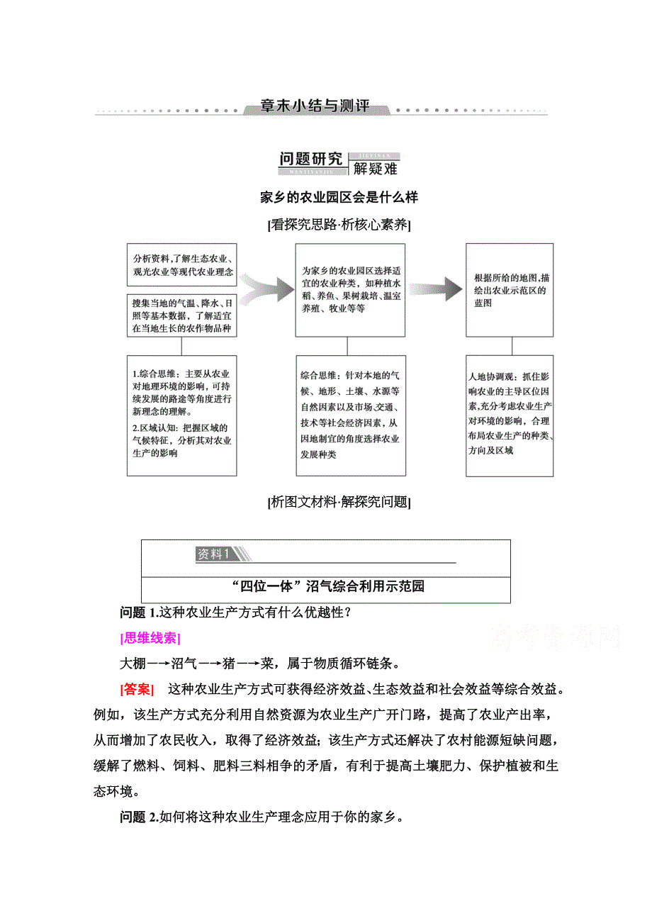 2020-2021学年人教版高中地理必修2学案：第三章 农业地域的形成与发展 章末小结与测评 WORD版含解析.doc_第1页