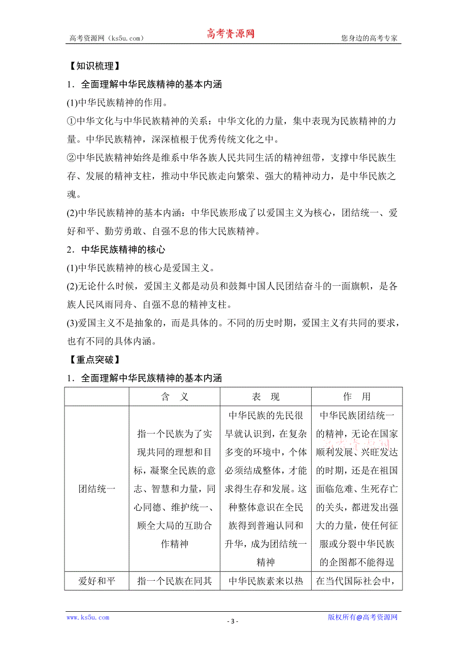 2013届高考新课标政治一轮复习精品学案：3.7我们的民族精神（新人教必修3）.doc_第3页