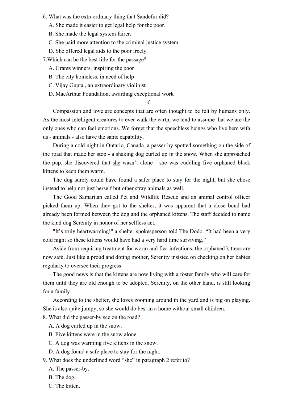 山东师大附中2020届高三6月份模拟检测（模拟考试三）英语试题 WORD版含答案.doc_第3页