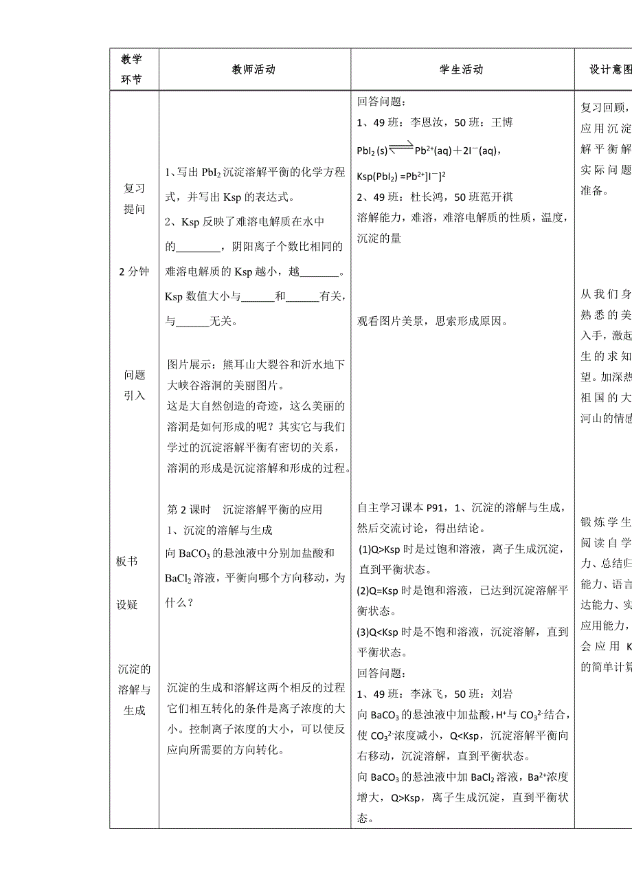 山东滕州2014-2015 评比优秀教案 鲁科版化学 选修4 第3章 物质在水溶液中的行为 第3节 沉淀溶解平衡（第2课时） 沉淀溶解平衡的应用 .doc_第2页