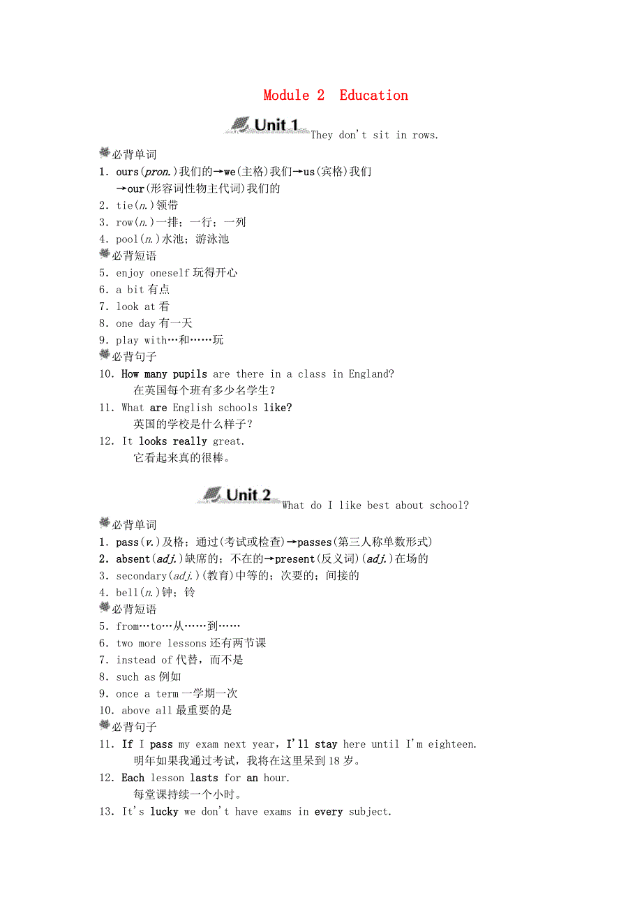 2022九年级英语下册 Module 2 Education模块知识点归纳（新版）外研版.doc_第1页