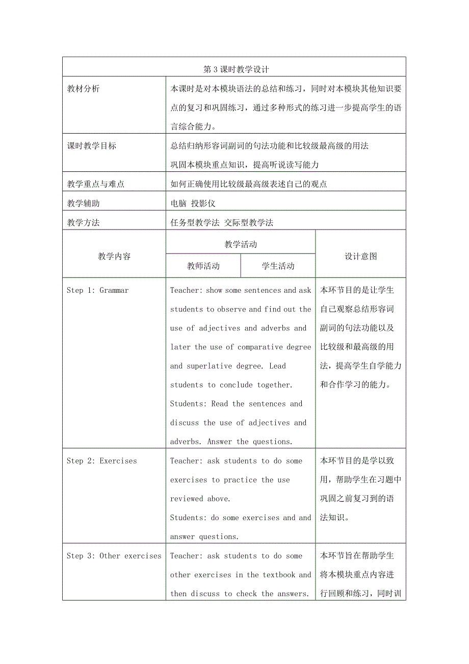 2022九年级英语下册 Module 3 Life now and then Unit 3 Language in use教学设计（新版）外研版.doc_第1页