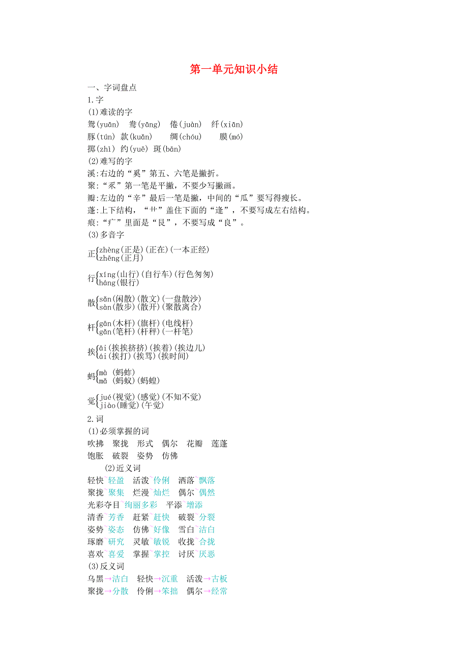 三年级语文下册 第一单元 知识小结素材 新人教版.docx_第1页