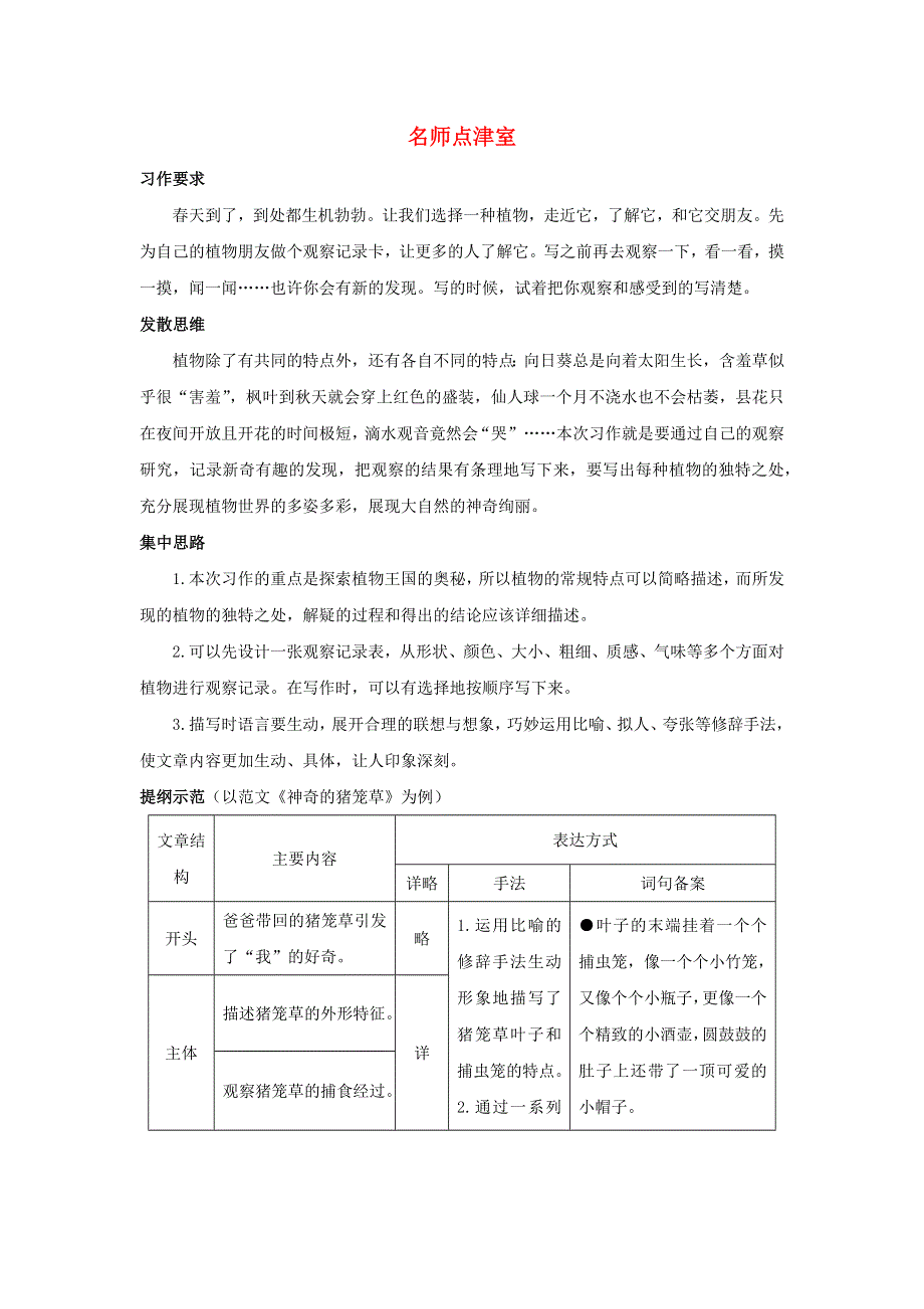 三年级语文下册 第一单元 习作《我的植物朋友》点津室素材 新人教版.docx_第1页