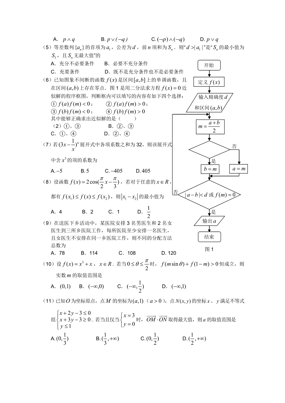 东北三省四市统一考试暨沈阳市2011届高三教学质量监测（二）（数学理）.doc_第2页