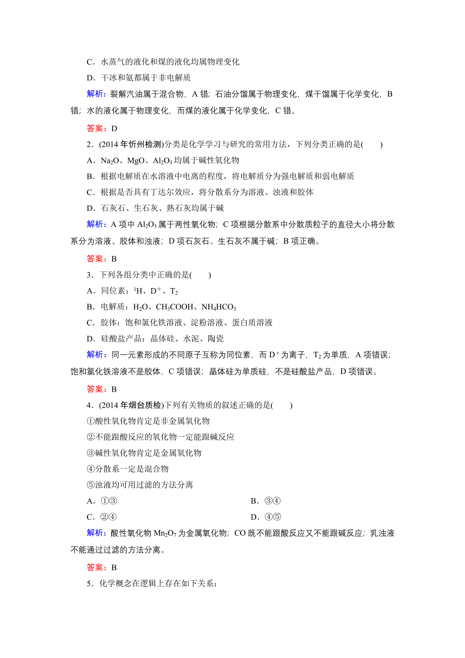 《优化探究》2015届高考化学（苏教版）一轮课时演练：1-1物质的组成和分类.doc_第3页