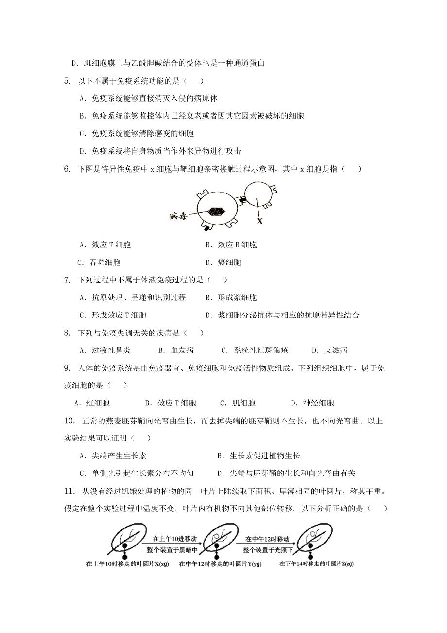 山东省中图版生物2012届高三单元测试25：《人体免疫系统与稳态》（必修3）.doc_第2页