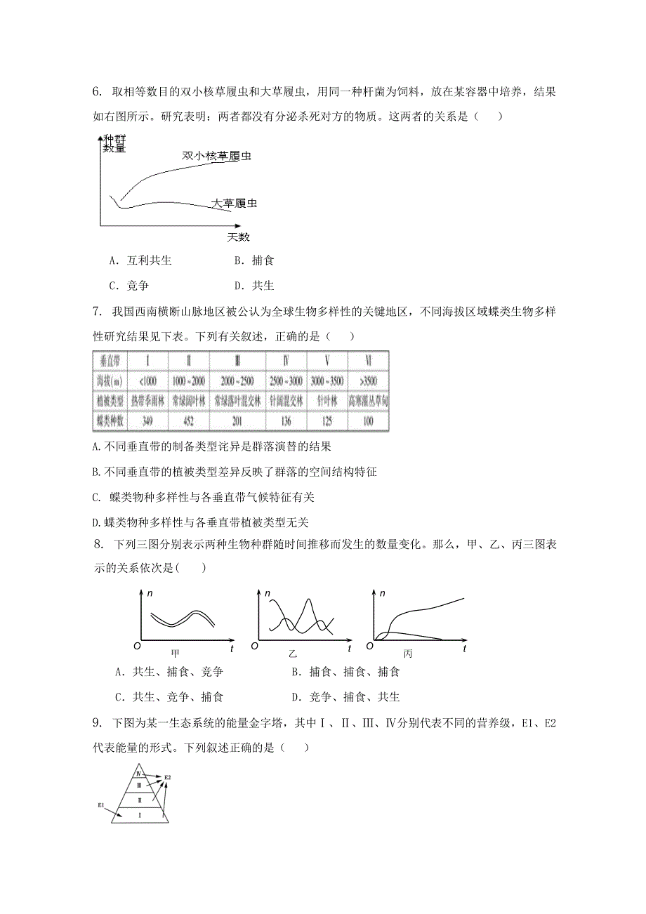 山东省中图版生物2012届高三单元测试27：《群落的稳态与调节》（必修3）.doc_第2页