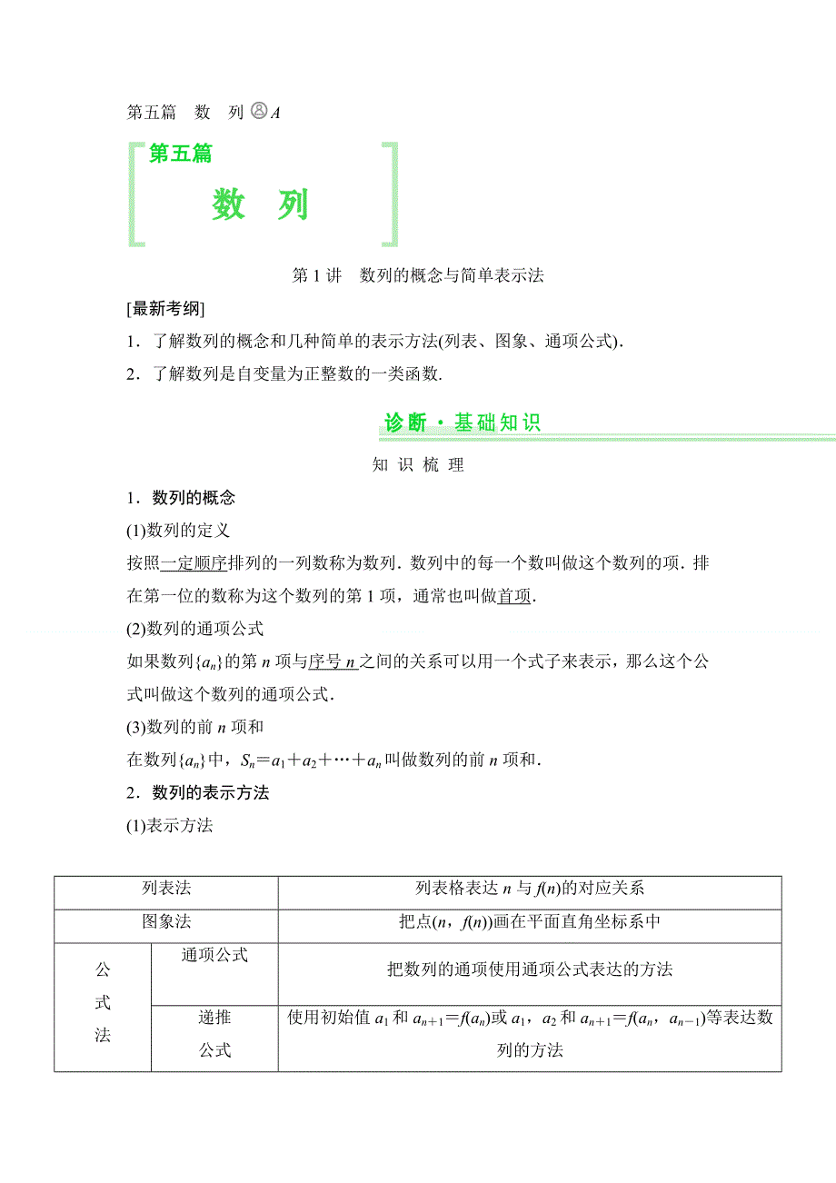 《创新设计教师用书》（人教A版理科）2015届高考数学第一轮复习细致讲解练：第五篇 数列.doc_第1页