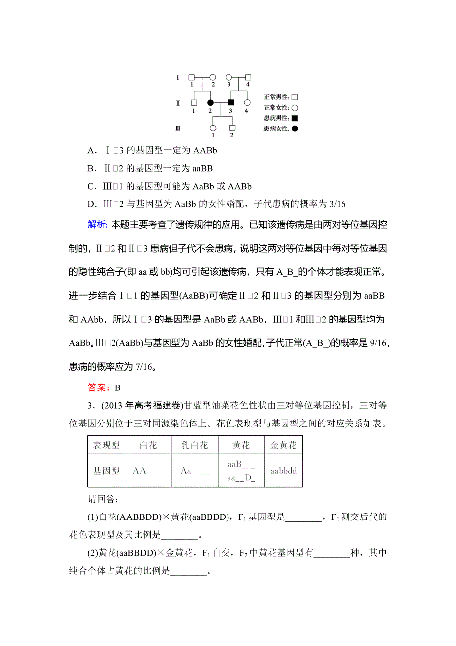 《优化探究》2015届高考生物一轮复习配套提素能课时考点训练：必修二第1章　第2讲　孟德尔的豌豆杂交实验(二).doc_第2页