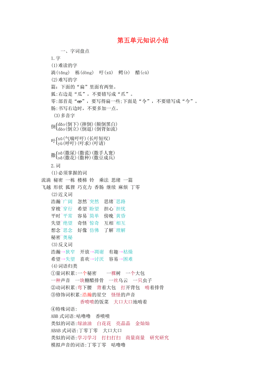 三年级语文下册 第五单元 知识小结素材 新人教版.docx_第1页