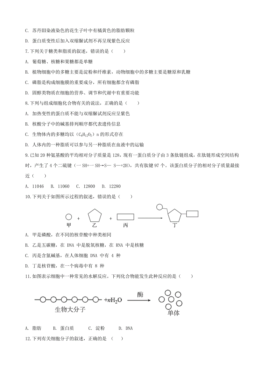 山东省临朐县实验中学2020-2021学年高一生物11月月考试题.doc_第2页