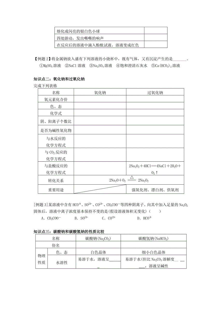 2016-2017学年高一人教版化学必修一：第三章 金属及其化合物（知识梳理 章末综合复习试题）学生版 WORD版缺答案.doc_第2页